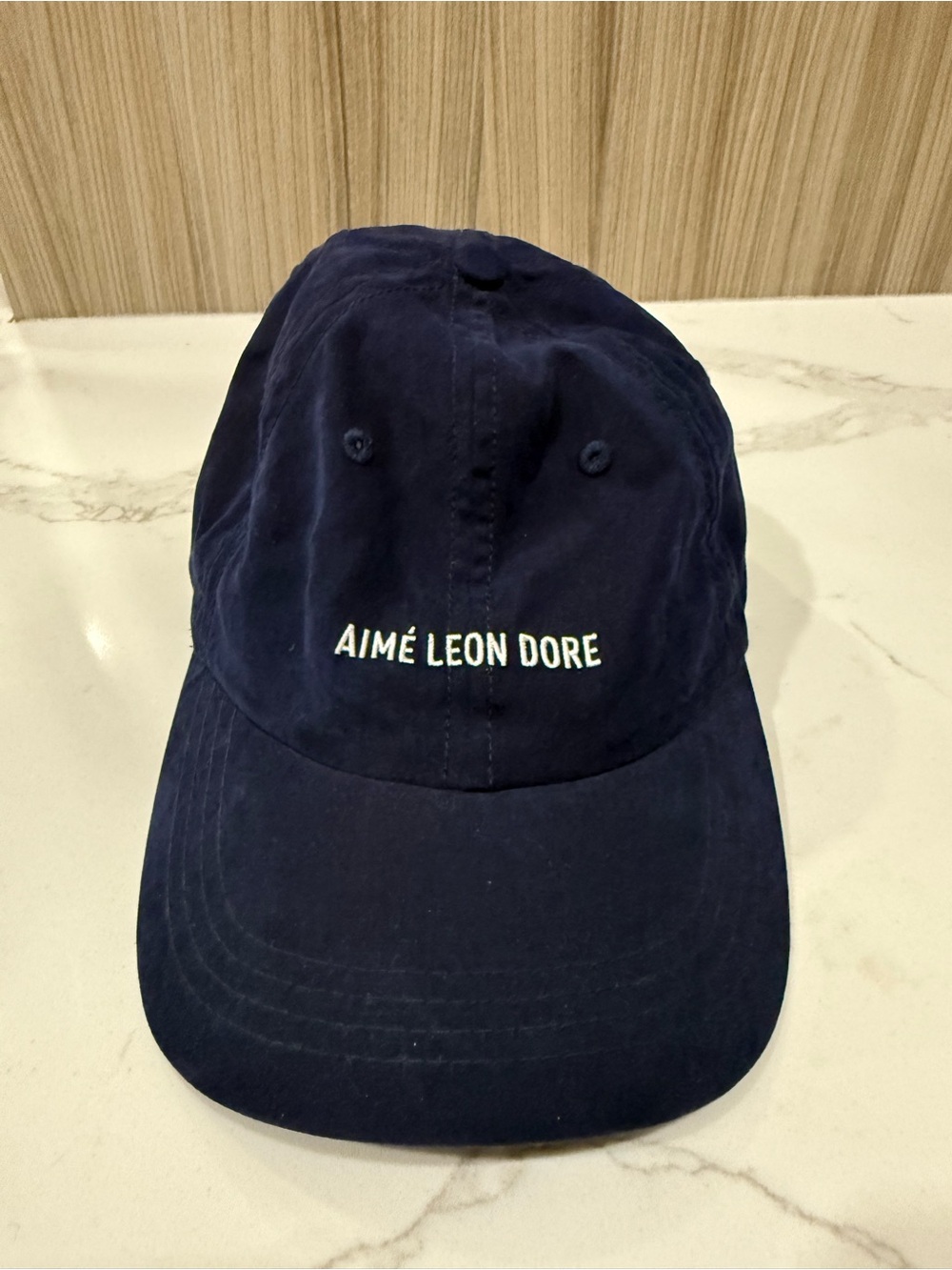 Authentic Aimé Leon Dore Velour Logo Hat – Navy